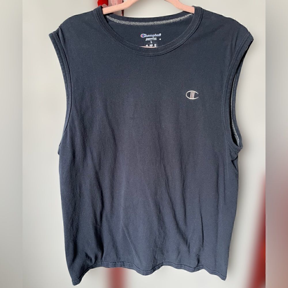 Champion Navy Blue Men’s Muscle Tee (Size: Large) - Picture 2 of 8